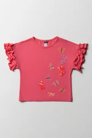 3D Butterfly Knit Top Pink