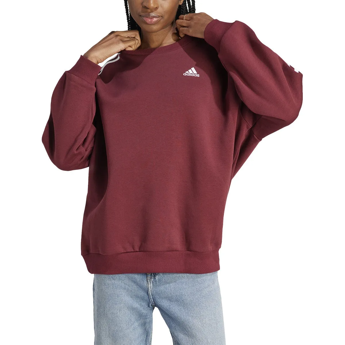 Adidas Women’s 3-Stripes Oversized Fleece Sweatshirt