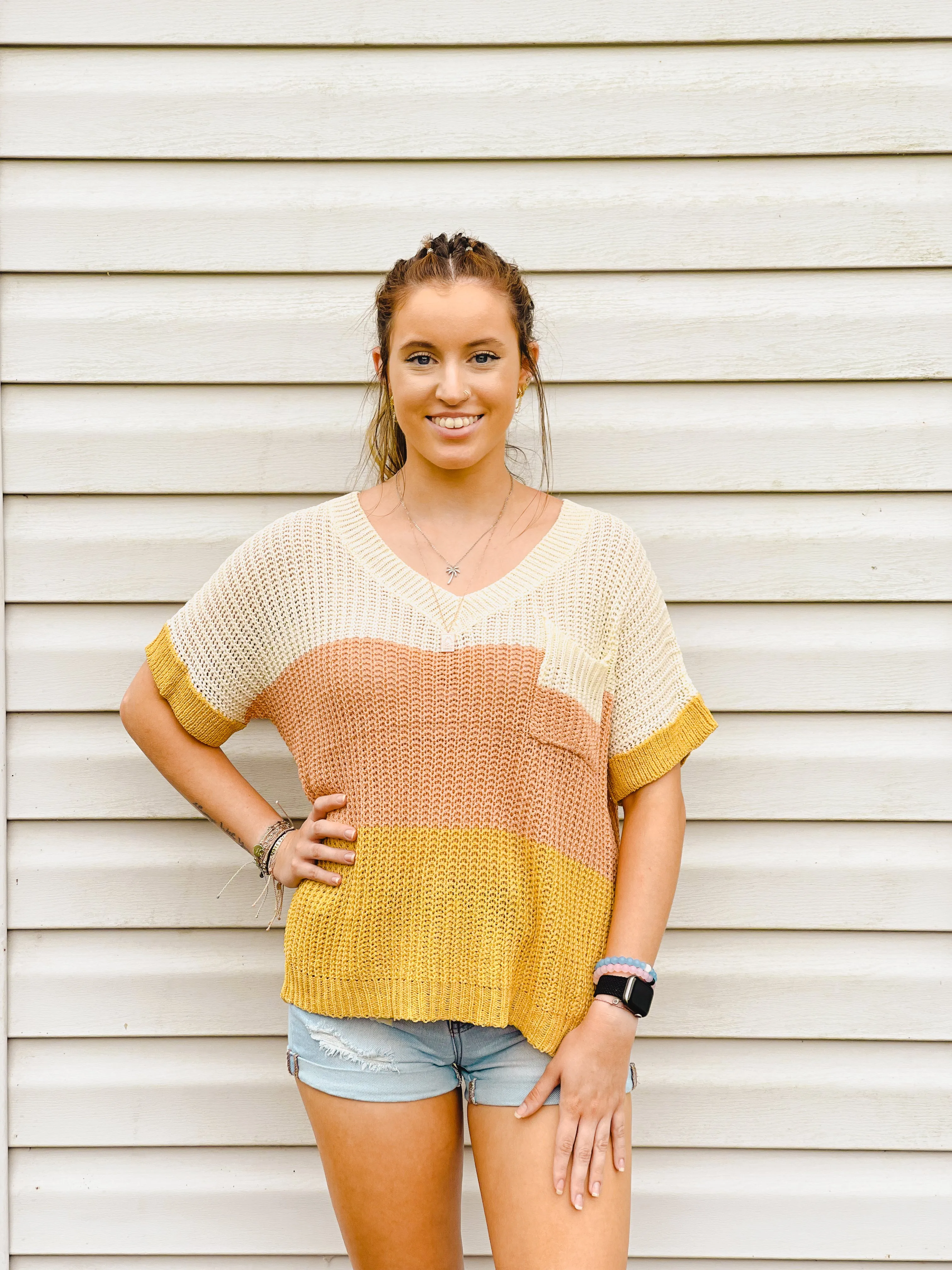 Beachy Keen Color-Block Sweater Tee