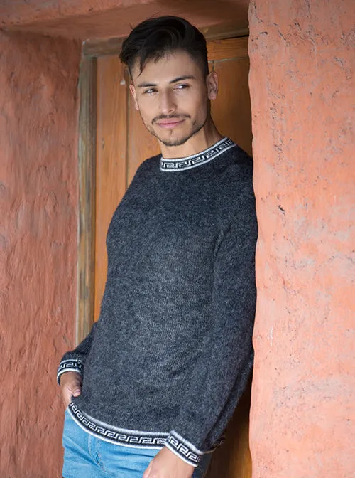 Black Alpaca Sweater for Men