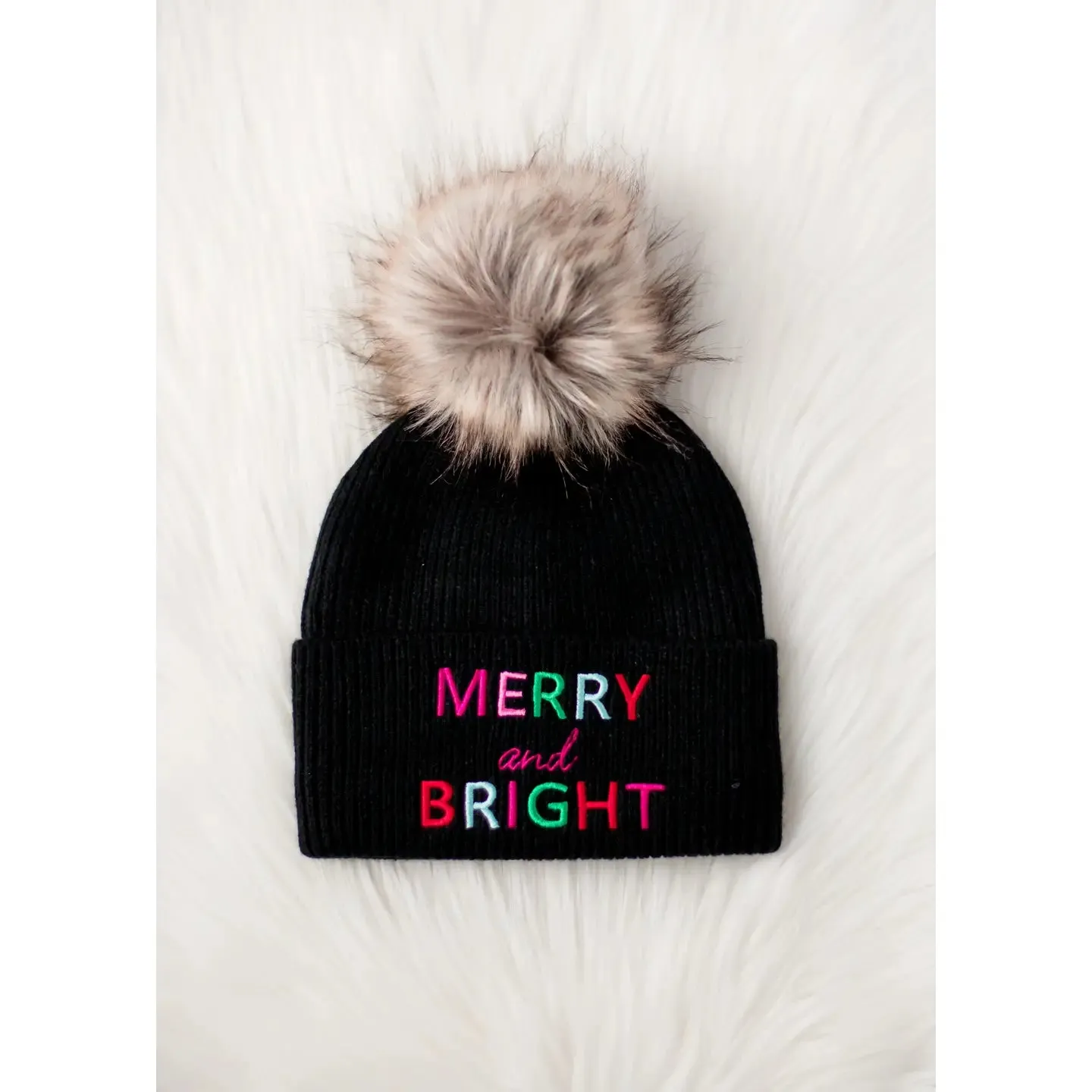 Black Merry and Bright Knit Hat