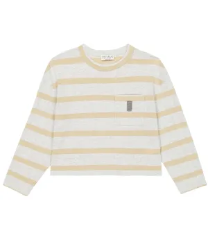 Brunello Cucinelli Striped Long Sleeve Knit Top, Multicolor