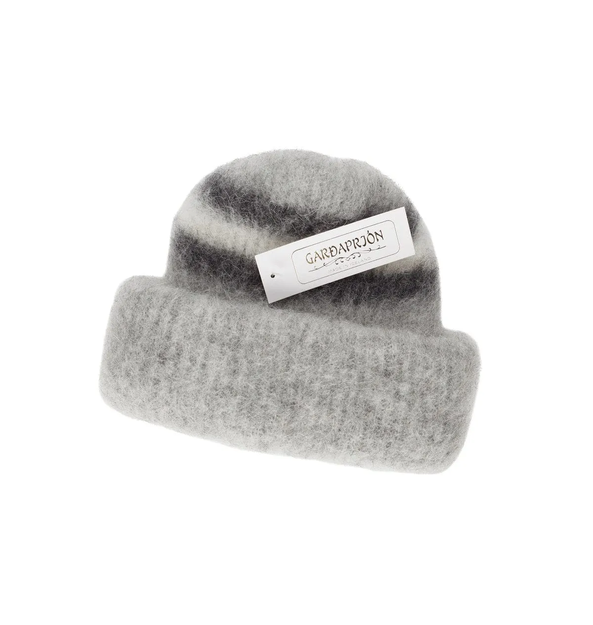 Brushed Wool Hat - Light Grey / White / Black