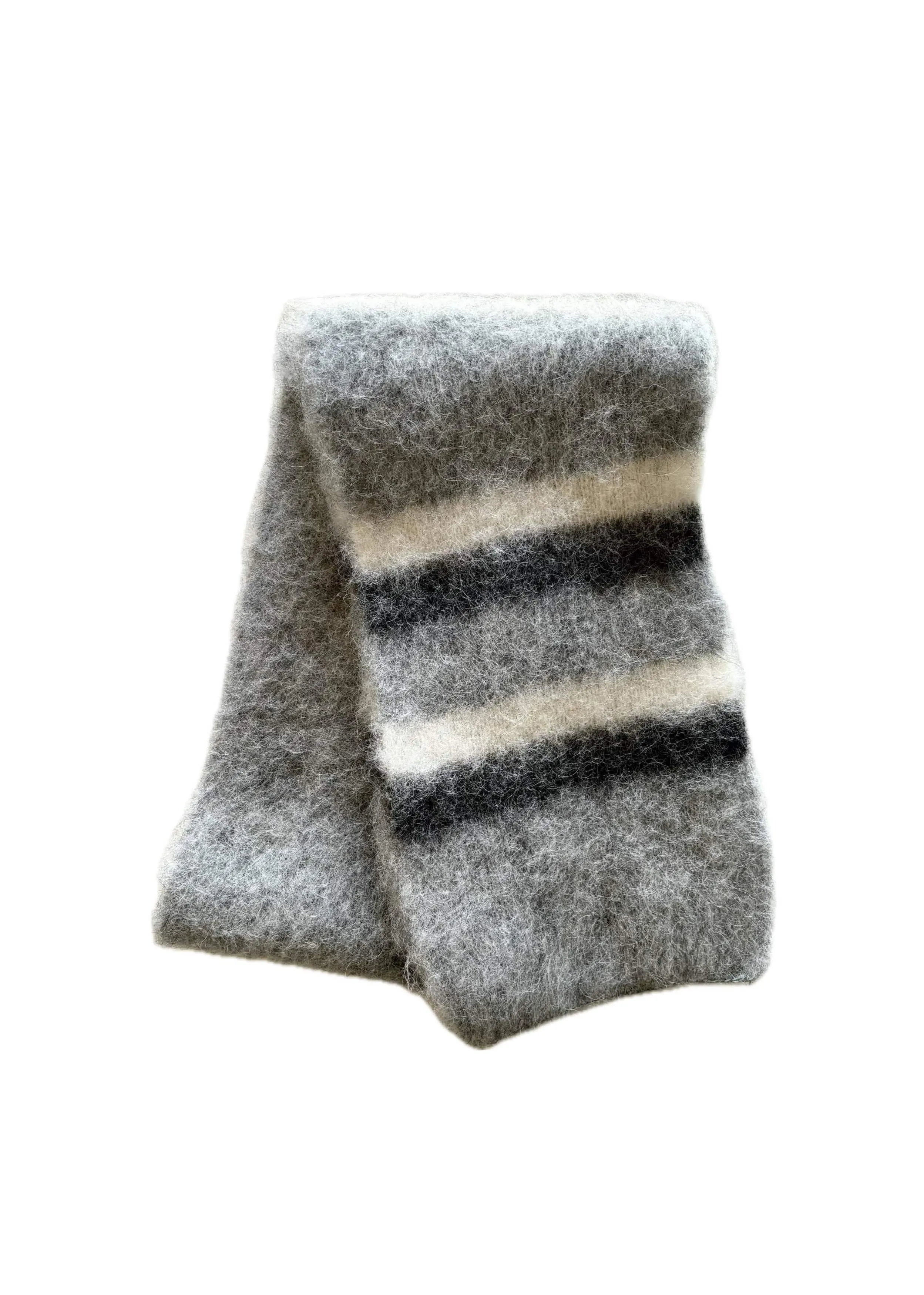 Brushed Wool Hat - Light Grey / White / Black