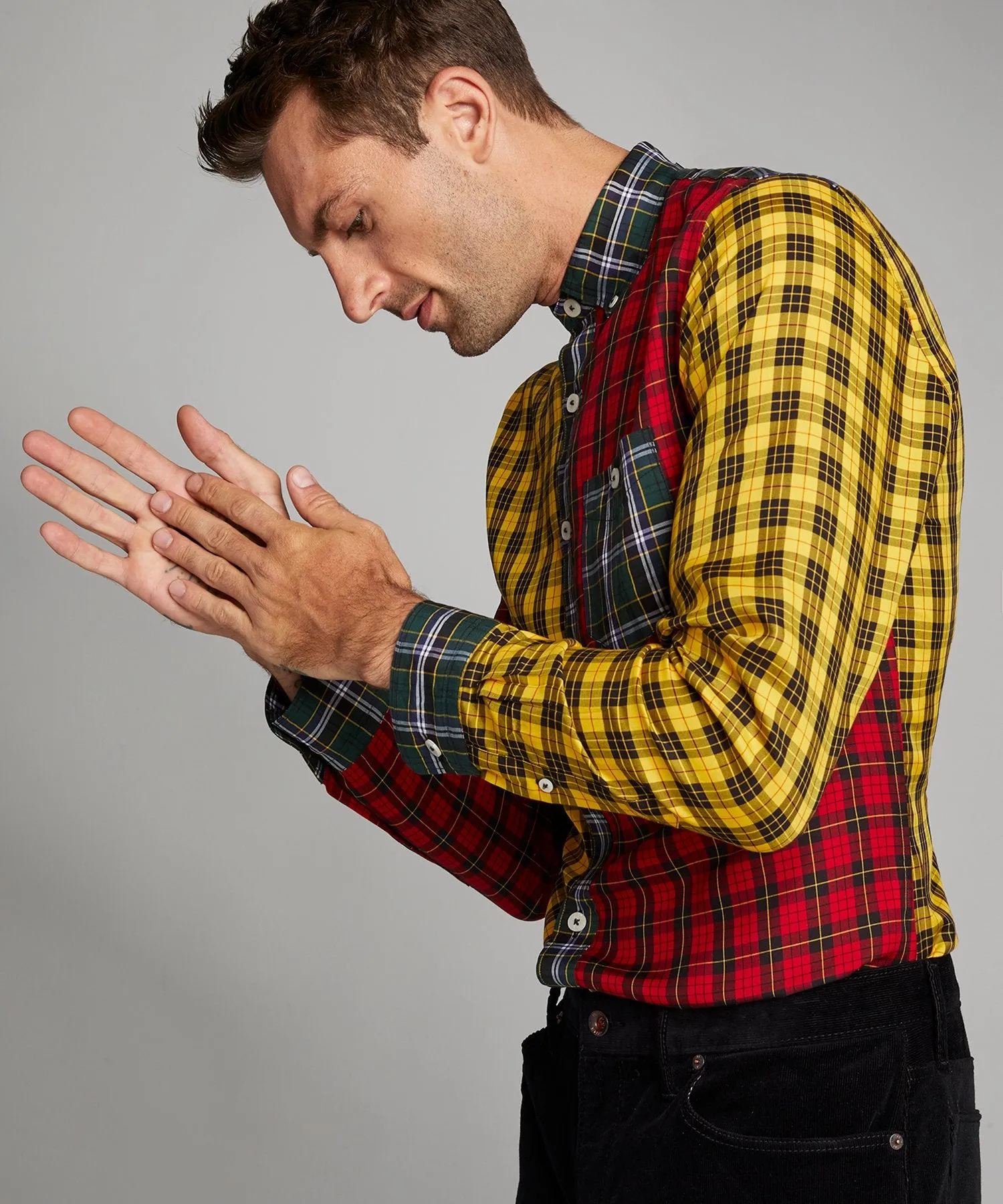 Button Down Holiday Tartan Cocktail Shirt