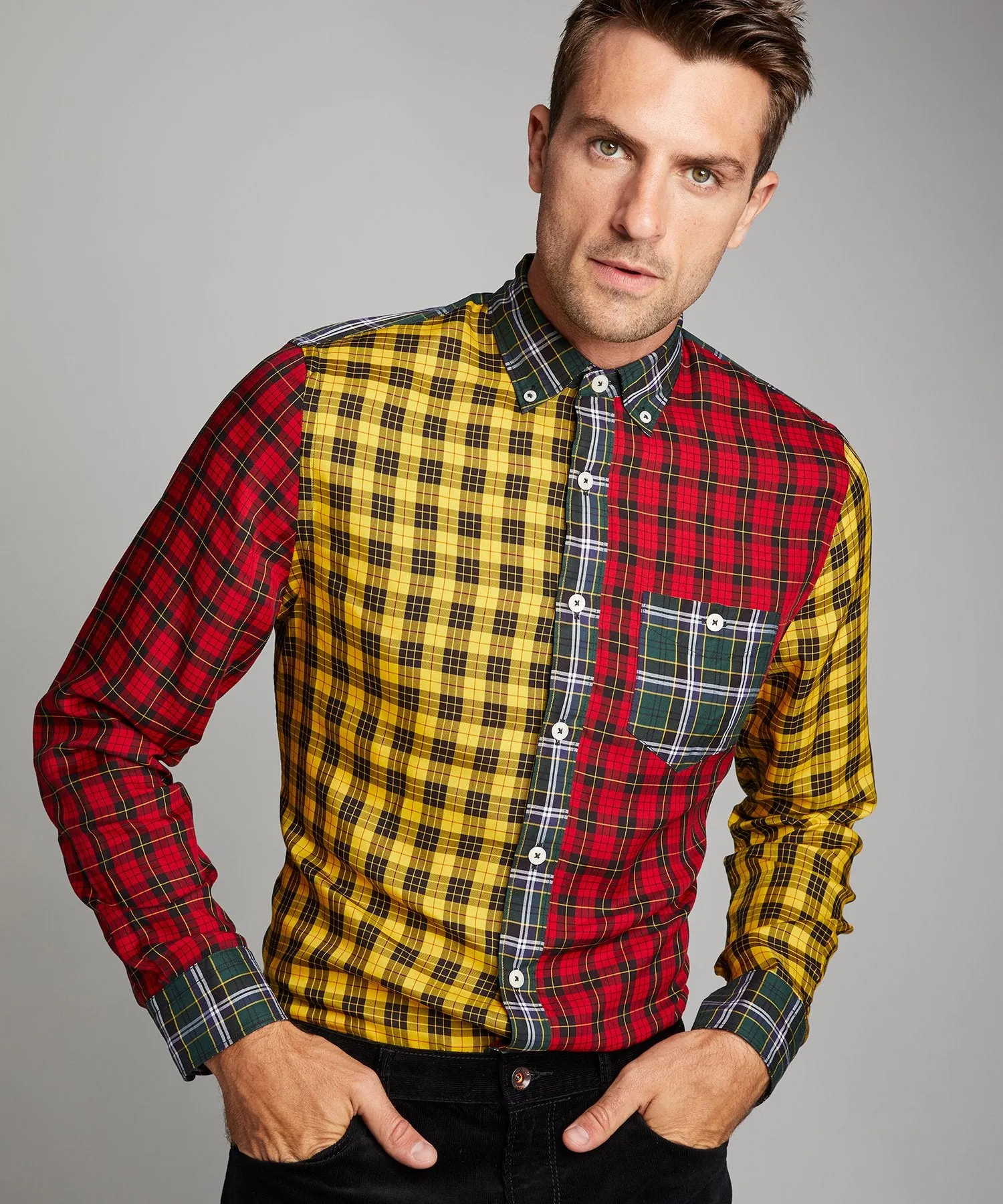 Button Down Holiday Tartan Cocktail Shirt