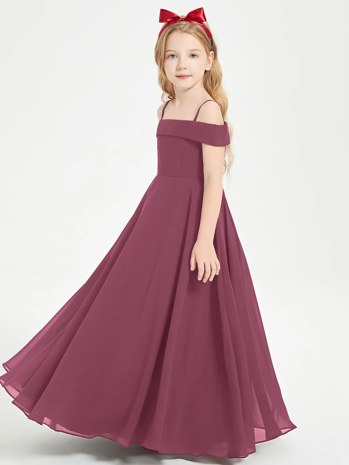 Chic Junior Bridesmaid Dresses Off the Shoulder Mulberry