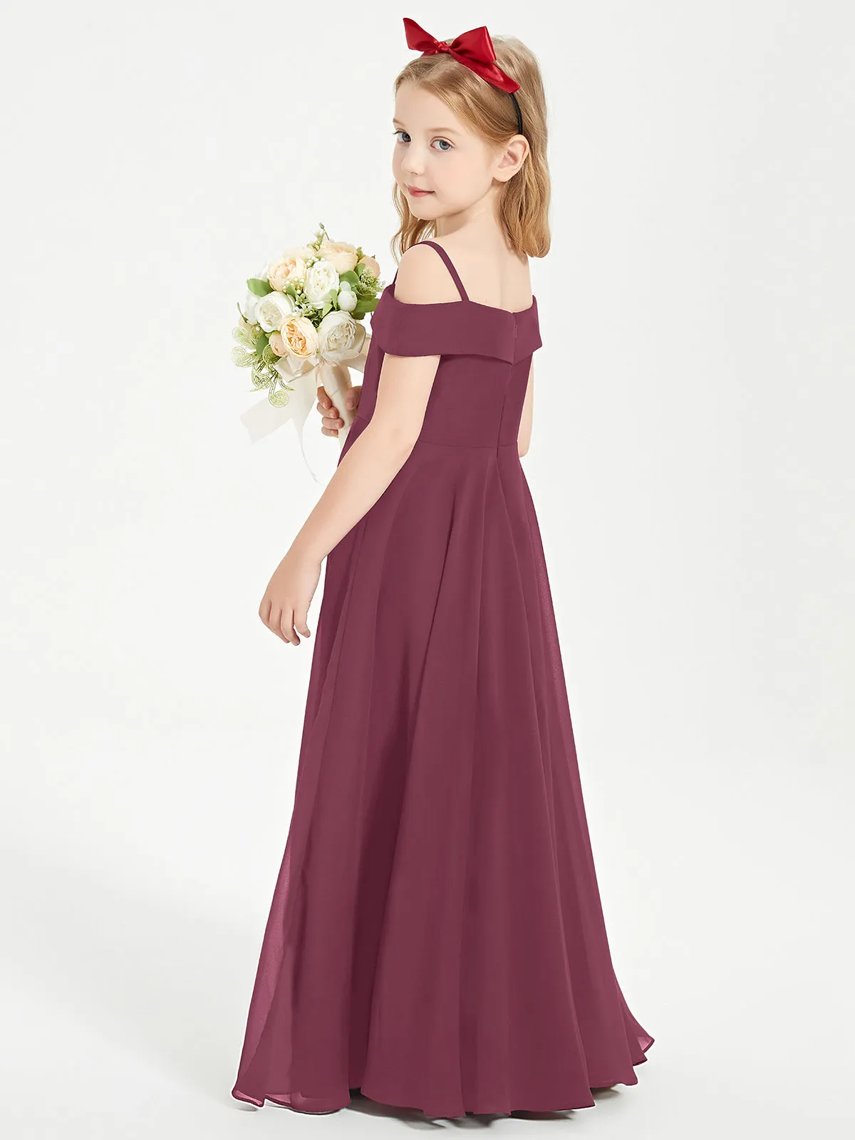 Chic Junior Bridesmaid Dresses Off the Shoulder Mulberry