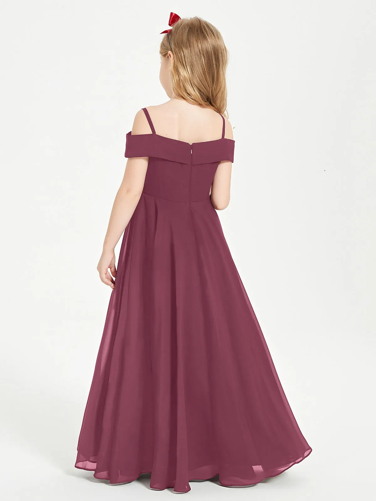 Chic Junior Bridesmaid Dresses Off the Shoulder Mulberry