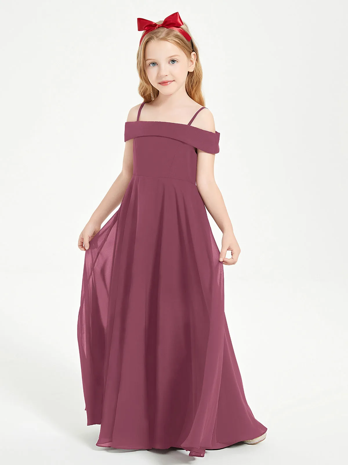 Chic Junior Bridesmaid Dresses Off the Shoulder Mulberry