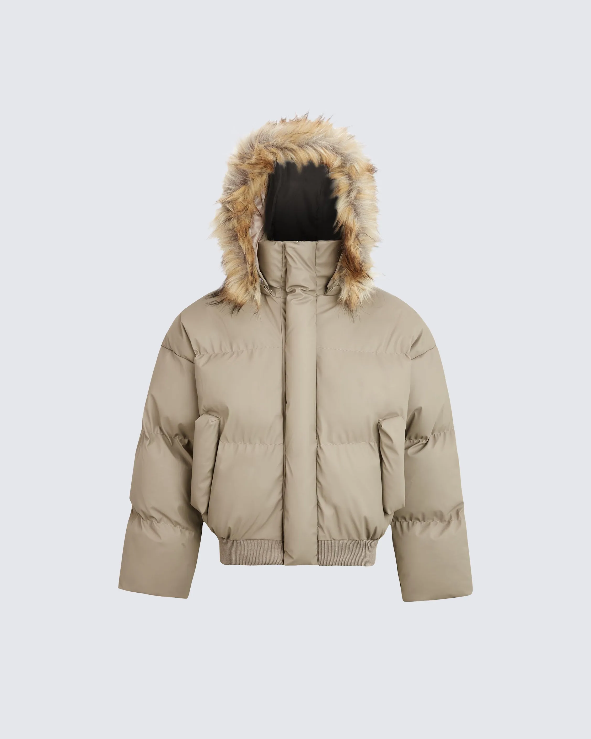 Detachable Hood Faux Fur Puffer Jacket