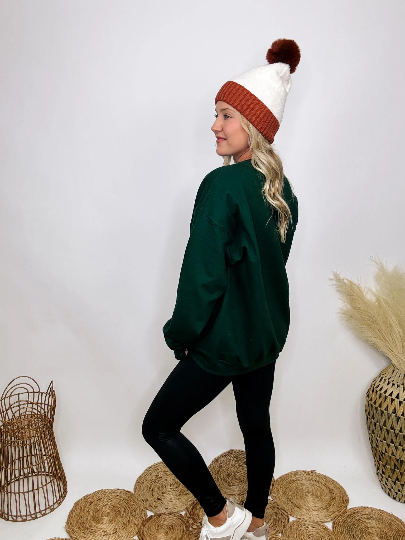 FLASH SALE - Retro Grand Teton Oversized Graphic Sweatshirt in Forest Green