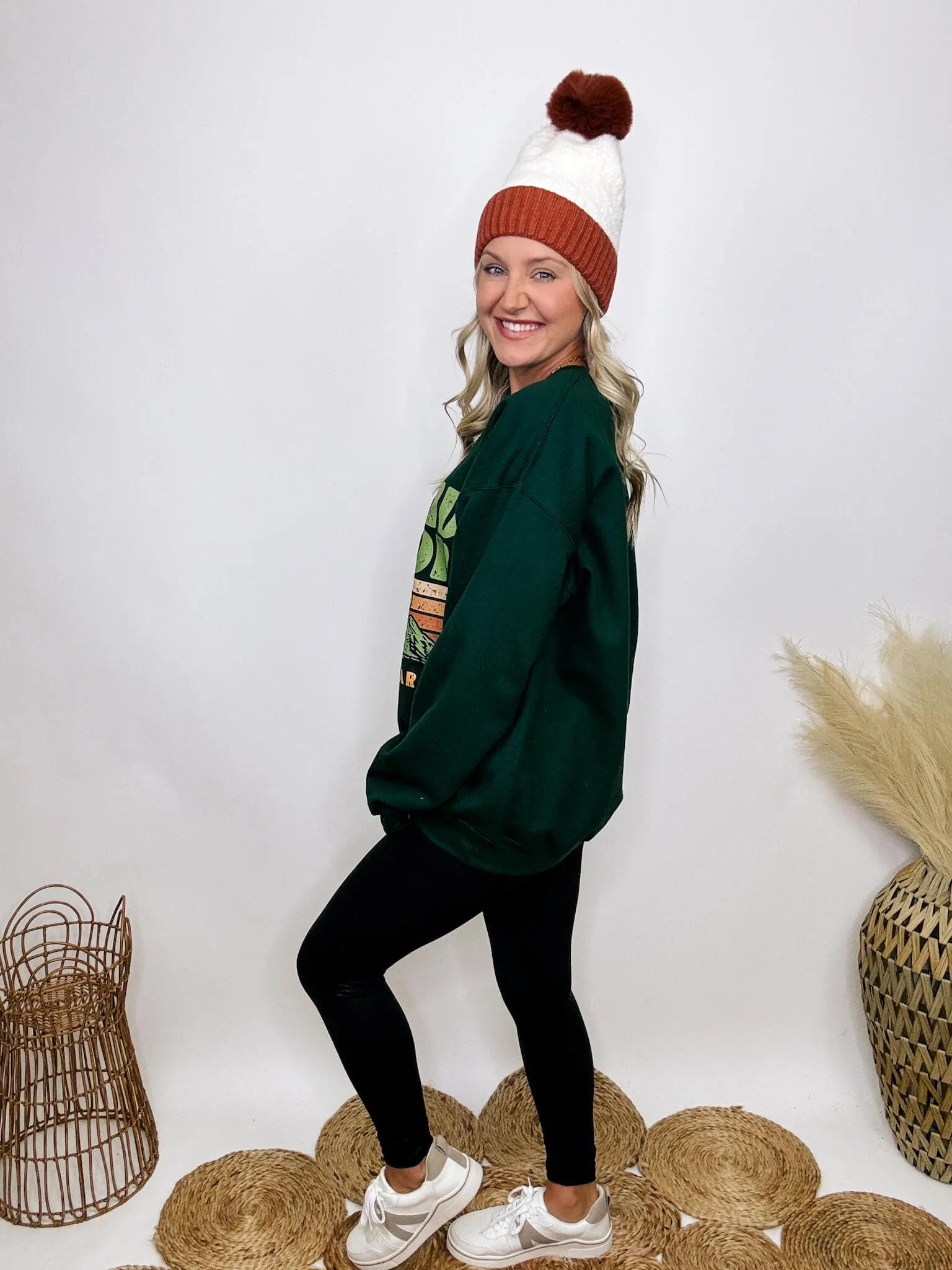 FLASH SALE - Retro Grand Teton Oversized Graphic Sweatshirt in Forest Green