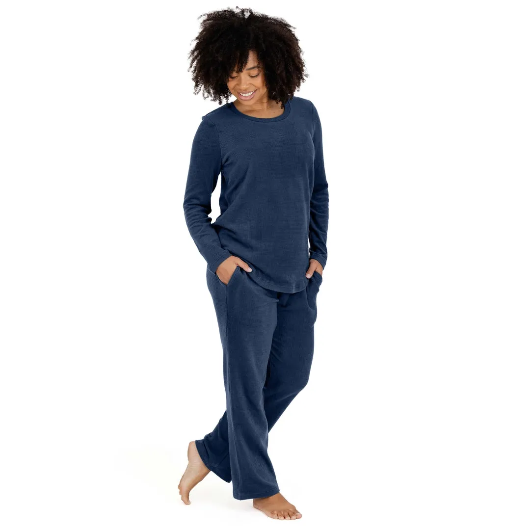 Fleece Nursing & Maternity Pajama Set | Navy