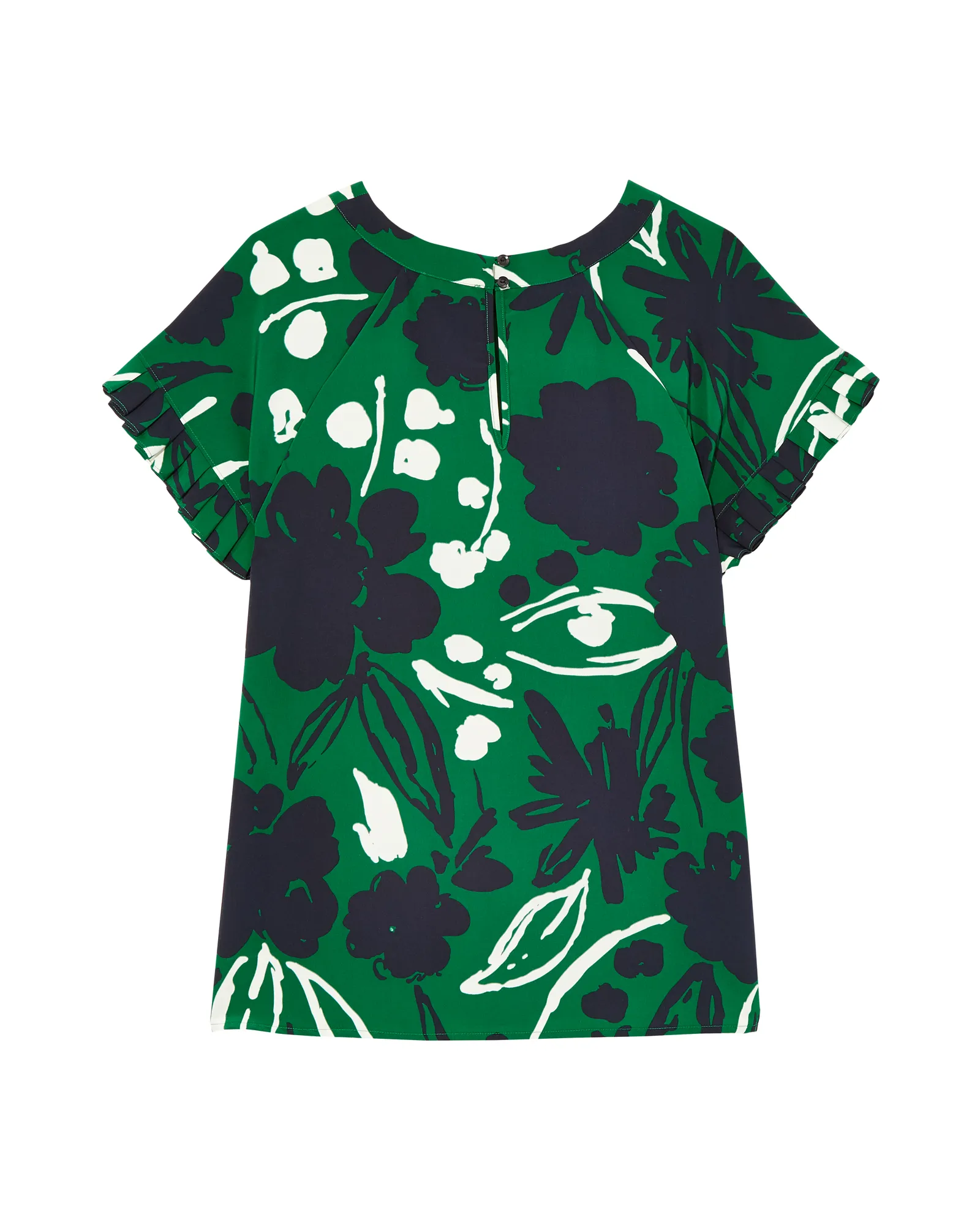 Gabi Short Sleeve Blouse | Forest Green / Navy