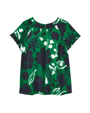 Gabi Short Sleeve Blouse | Forest Green / Navy