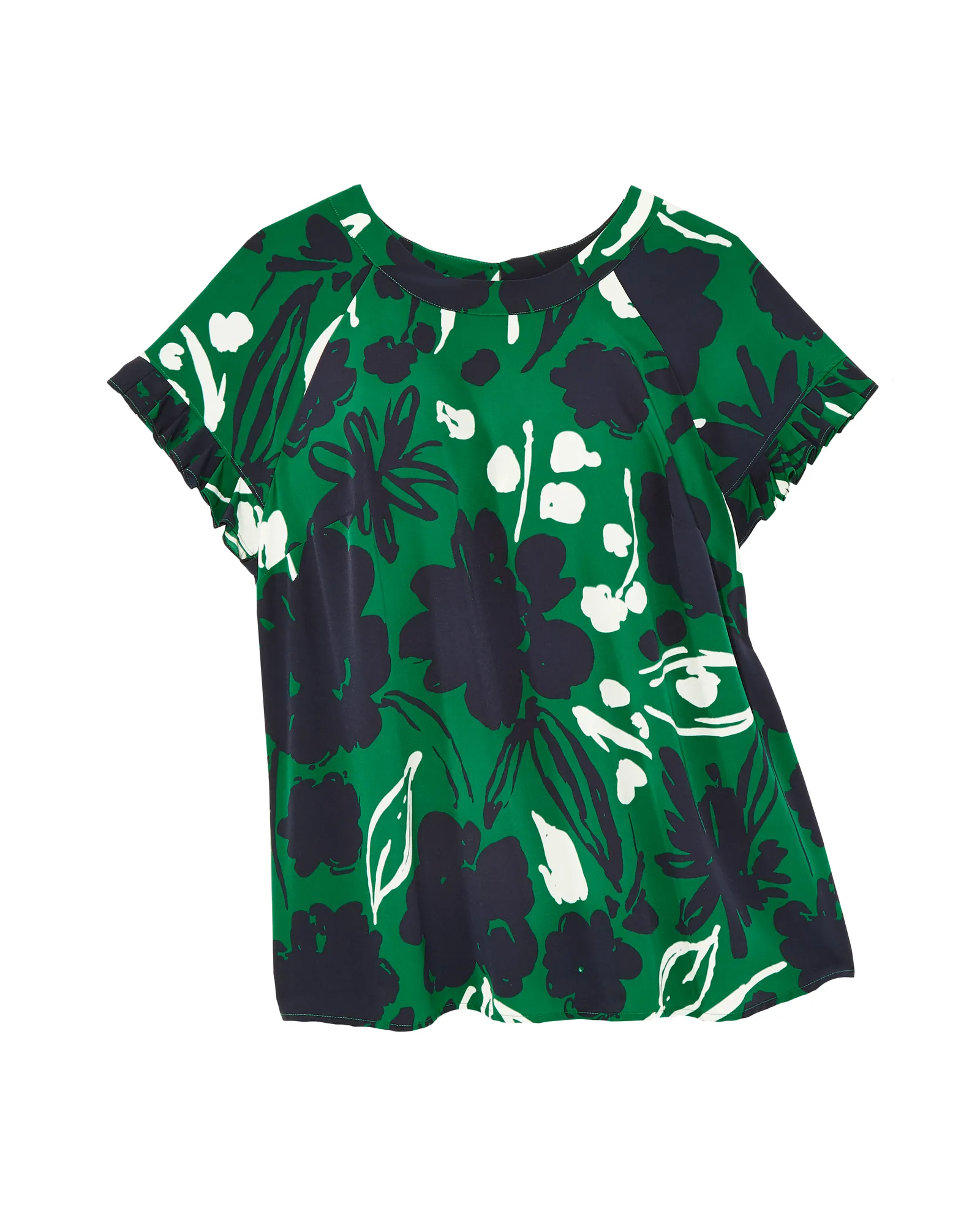 Gabi Short Sleeve Blouse | Forest Green / Navy