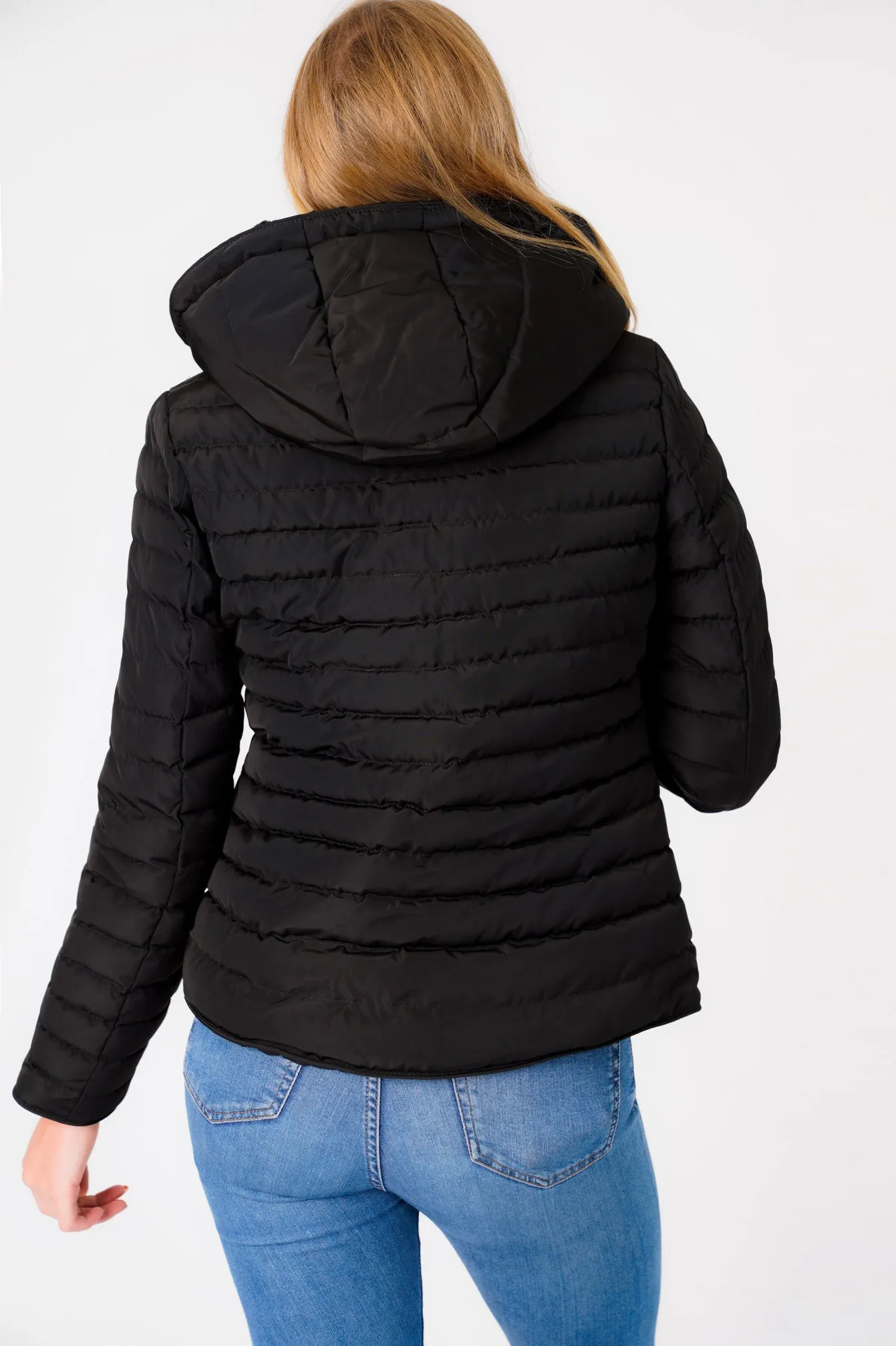 Geri Borg Lined Quilted Puffer Coat with Hood In Black - Tokyo Laundry