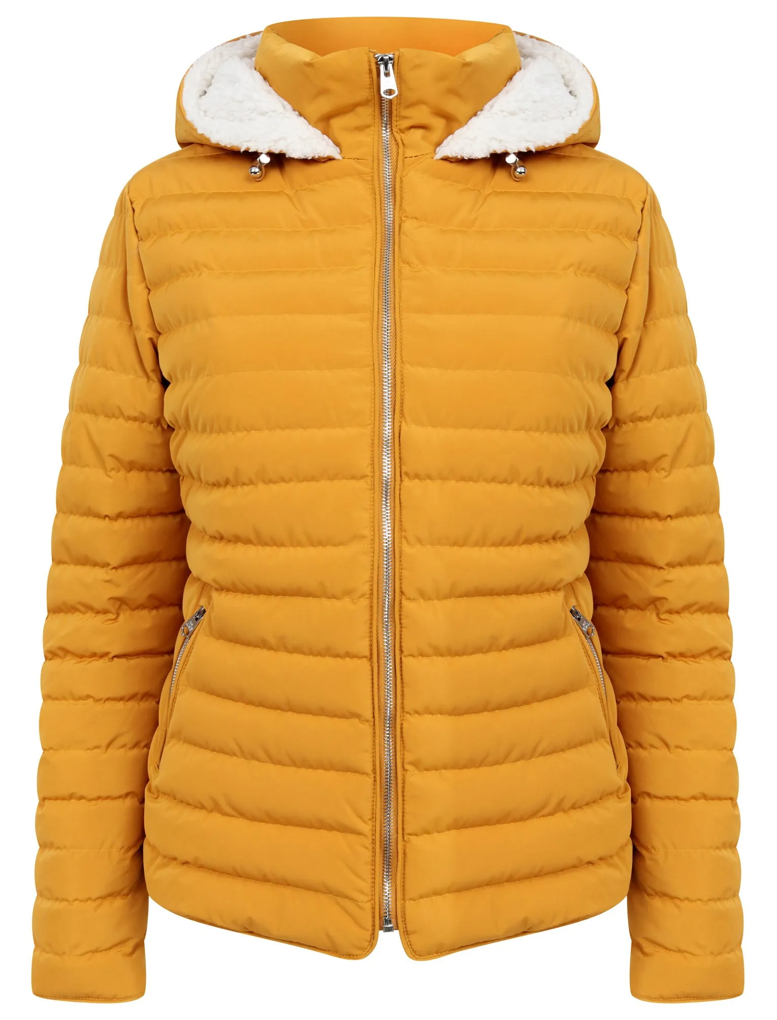 Geri Borg Lined Quilted Puffer Coat with Hood In Old Gold - Tokyo Laundry