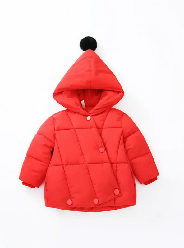 Girls' Cotton-Padded Jacket Double-Breasted Buckle