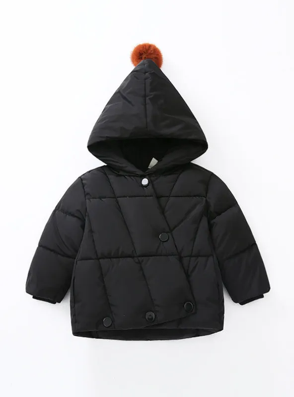 Girls' Cotton-Padded Jacket Double-Breasted Buckle