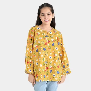 Girls Cotton Poplin Casual Top Cadmium-Multi