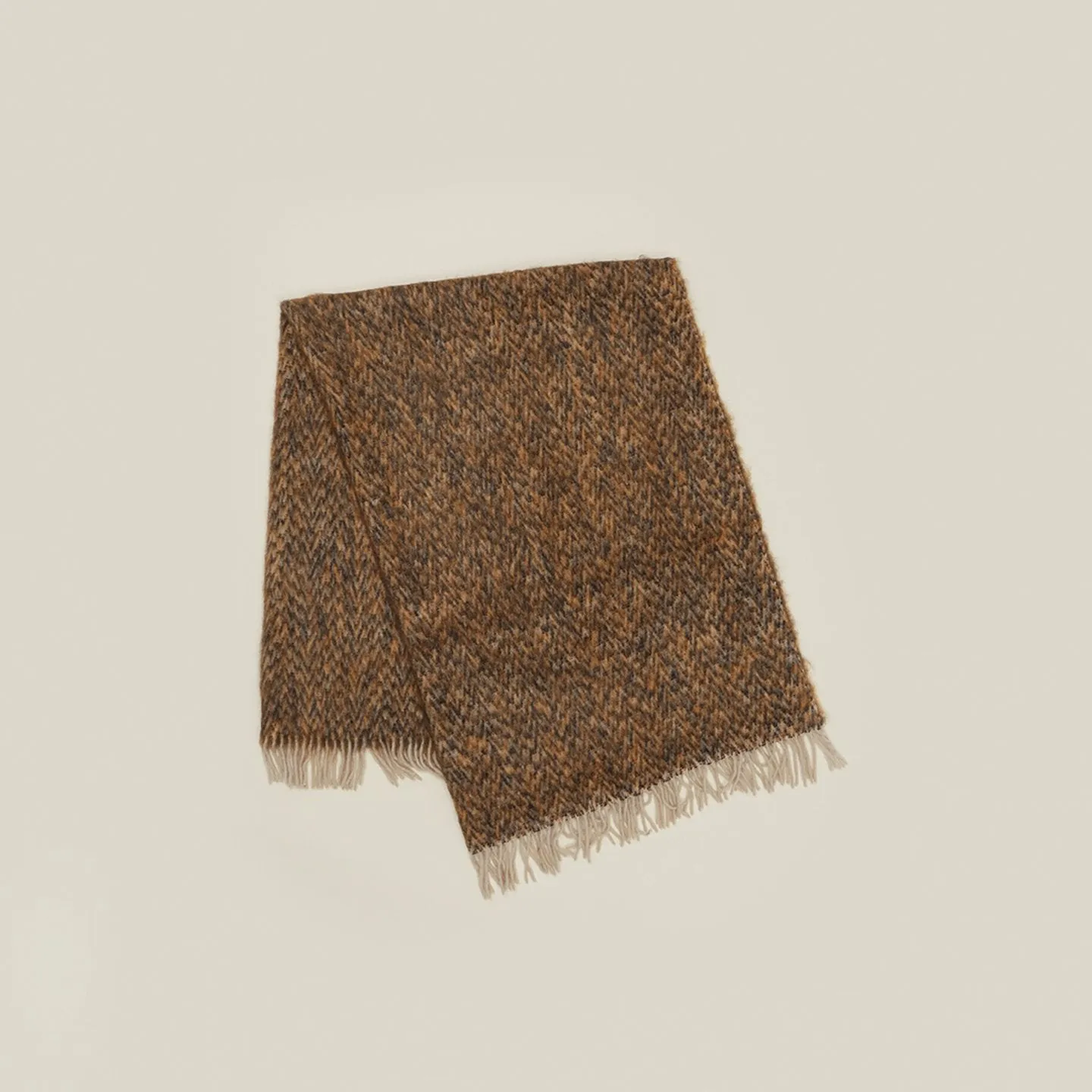 Herringbone Mohair Throw - Brown