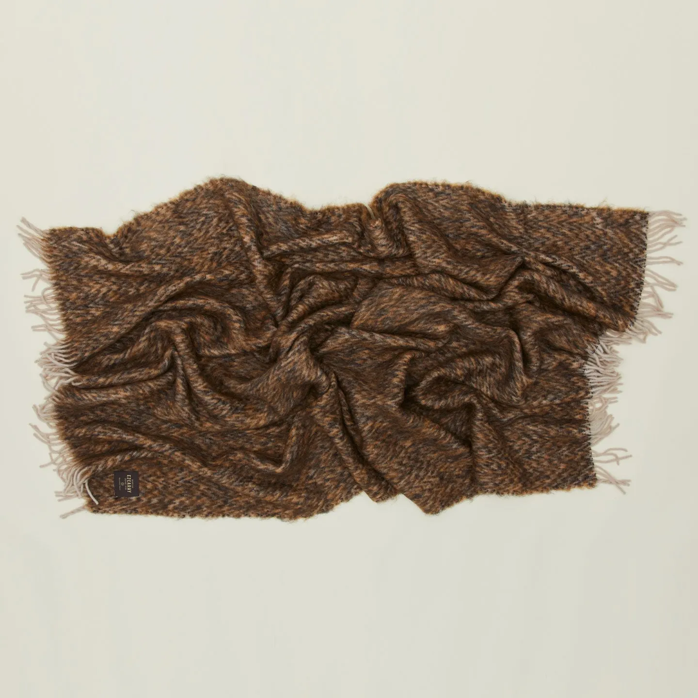 Herringbone Mohair Throw - Brown