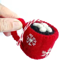 Hot Chocolate Felt Wool Holiday Ornament