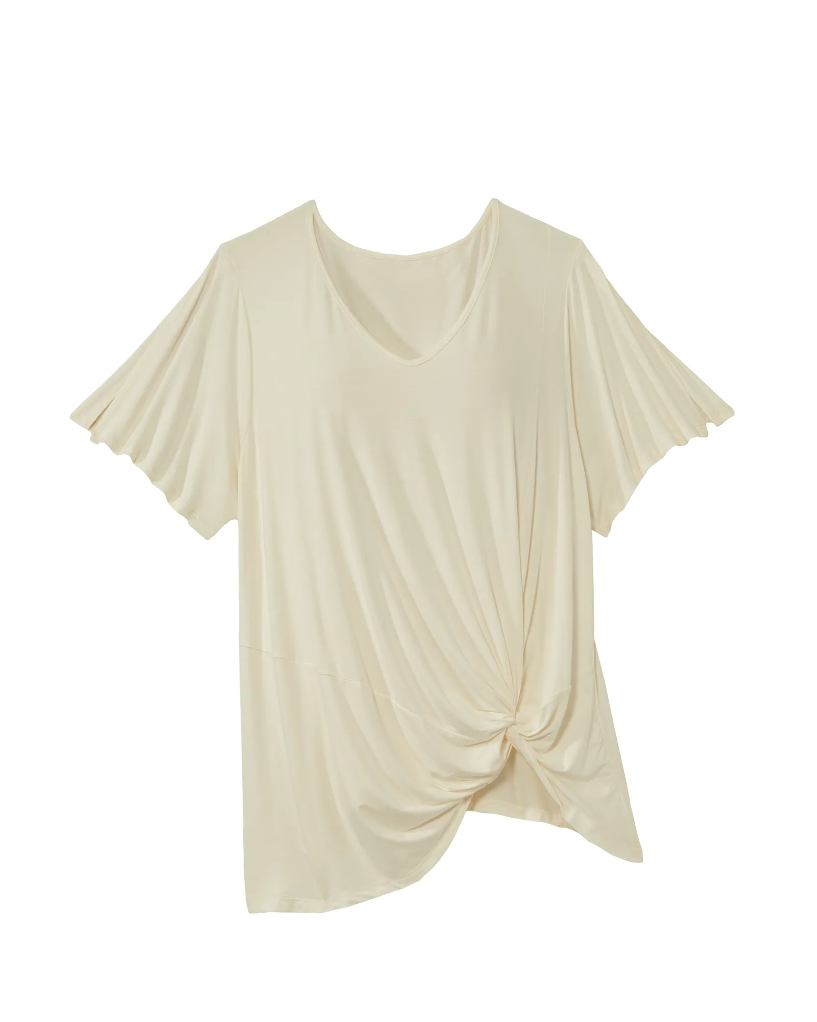 Jasmine Knotted VNeck Tee | White