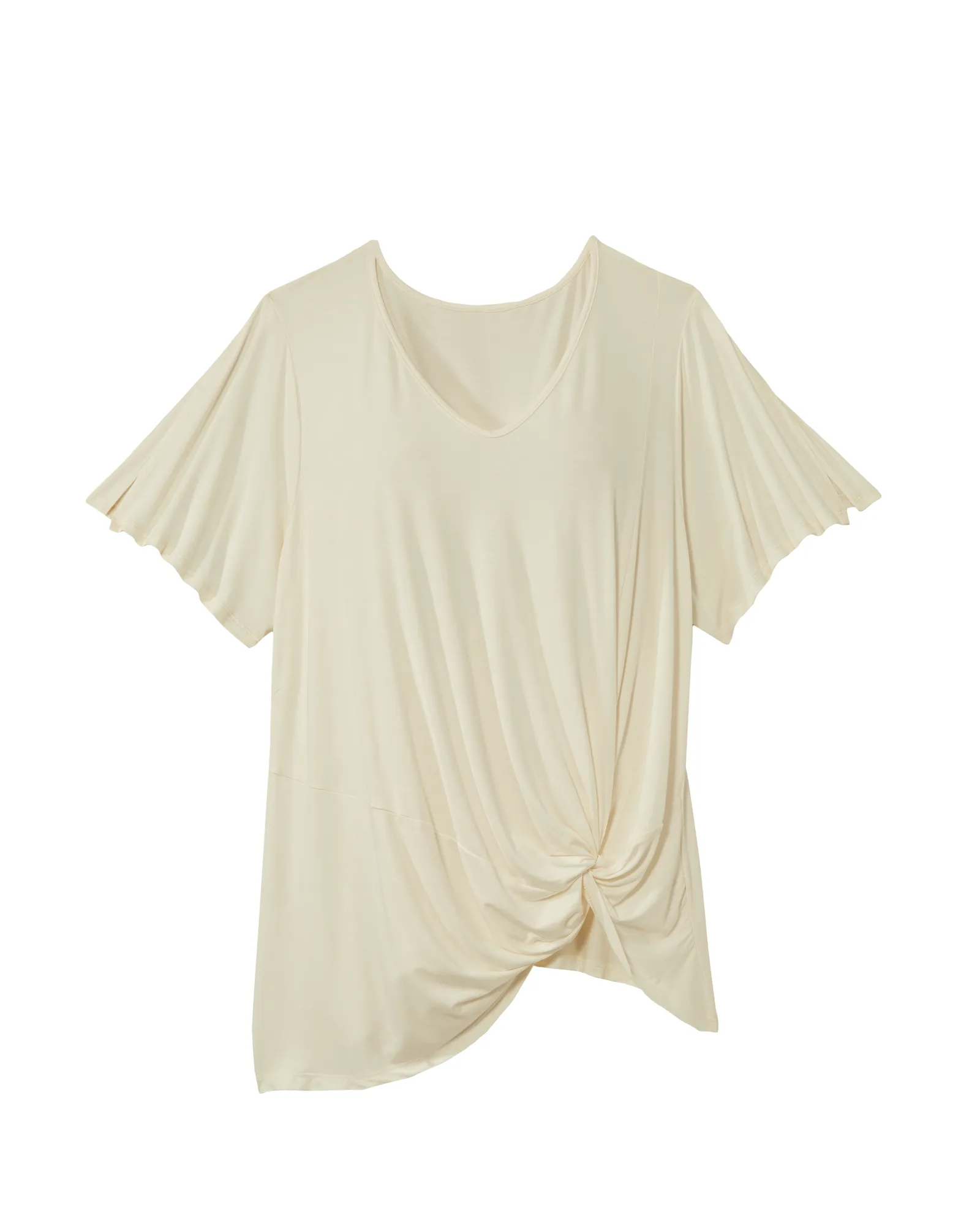 Jasmine Knotted VNeck Tee | White