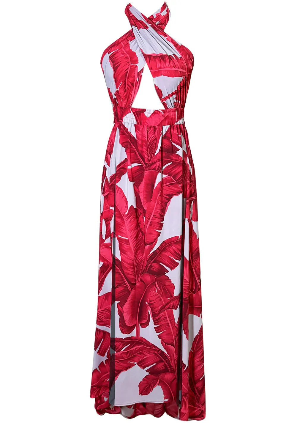 Jungle – Red / Grey Palm Vera Dress