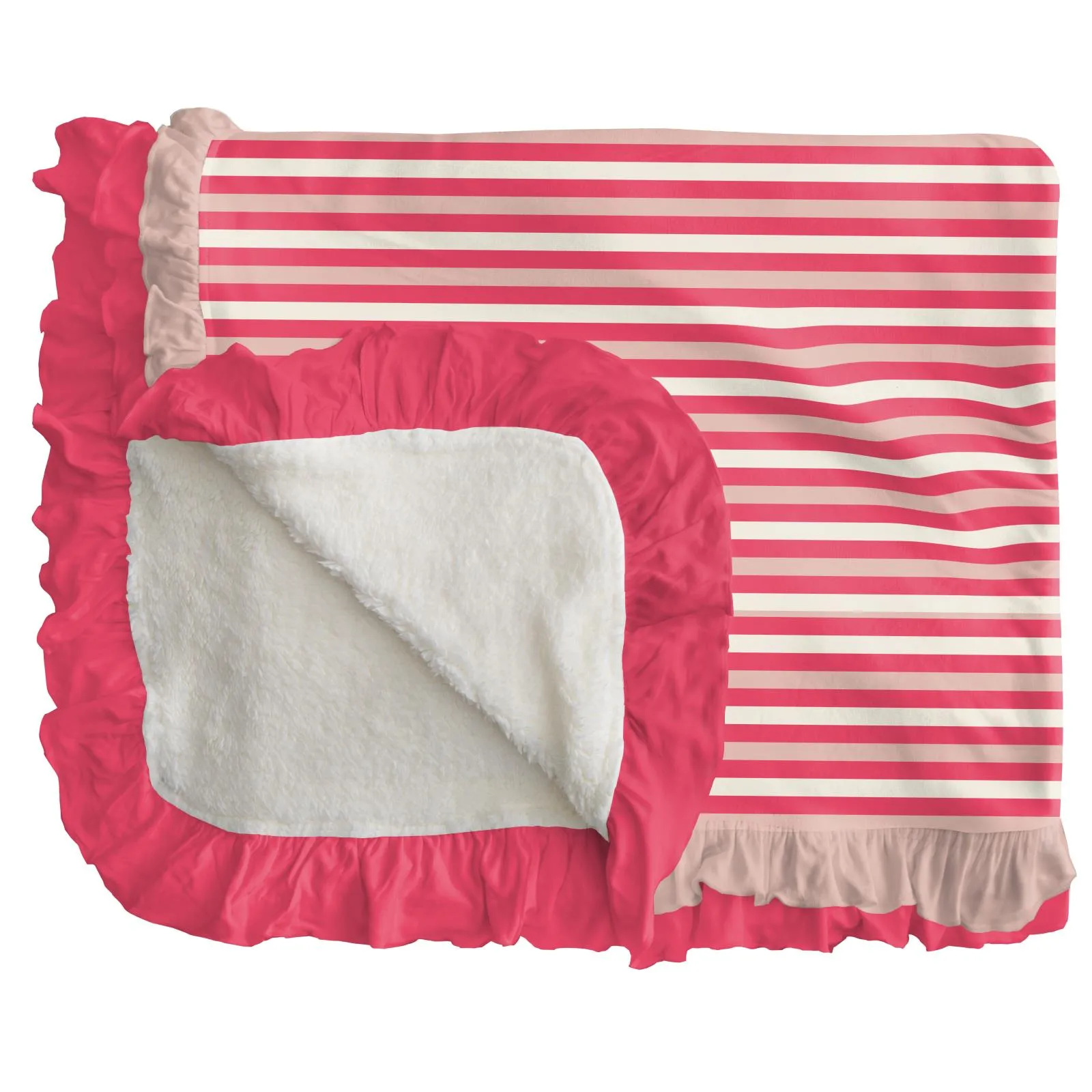 KicKee Pants Hopscotch Stripe Sherpa-Lined Double Ruffle Toddler Blanket