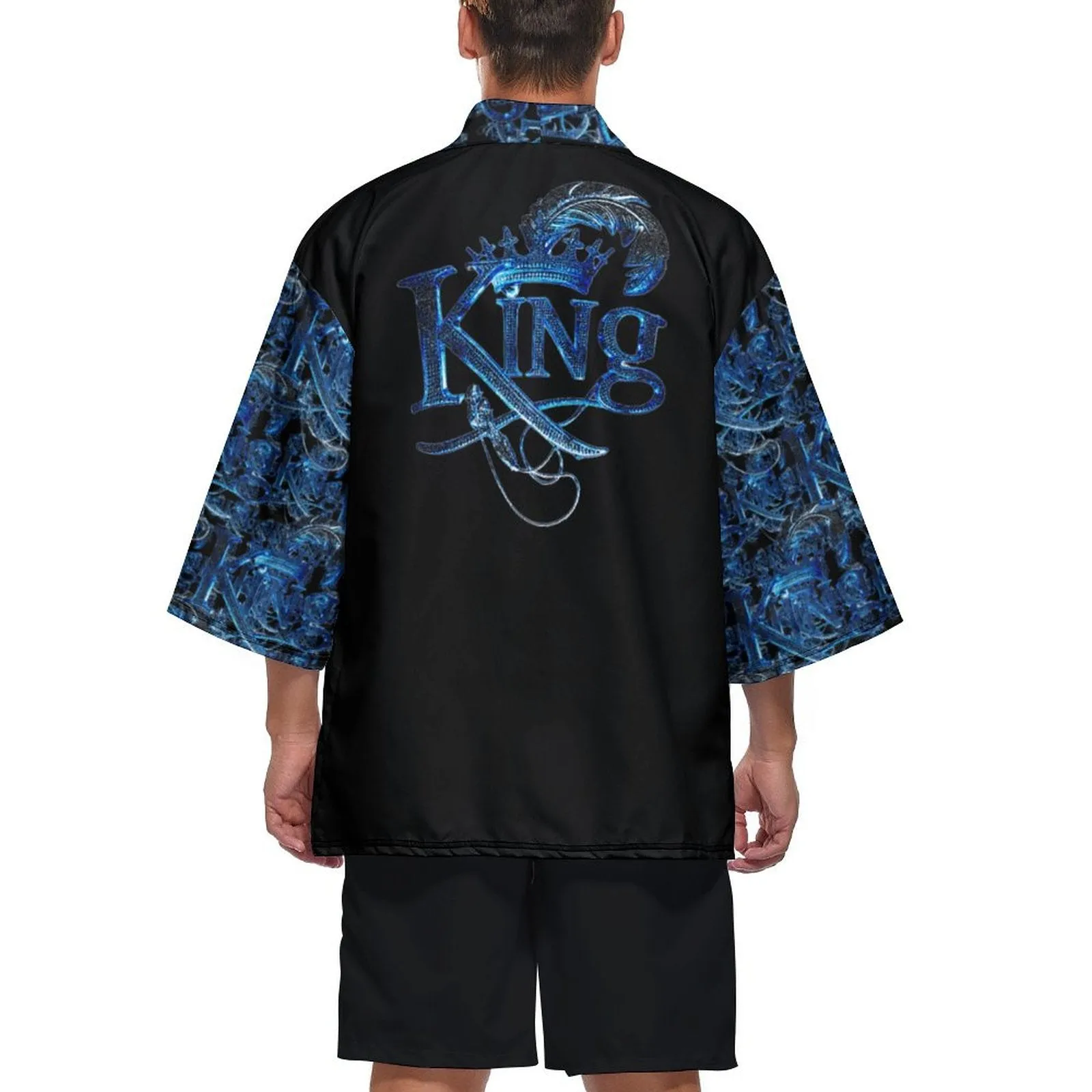 KING 02-01 Black Men's Designer Drop Shoulder Kimono Cardigan