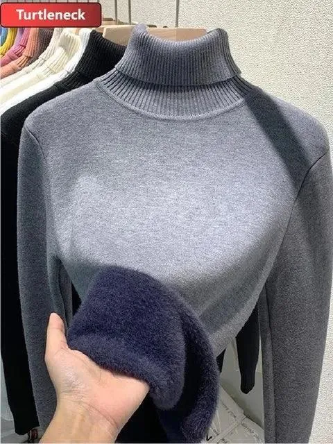 Korean Winter Turtleneck Pullover: Cozy Fleece Chic for Fashionistas