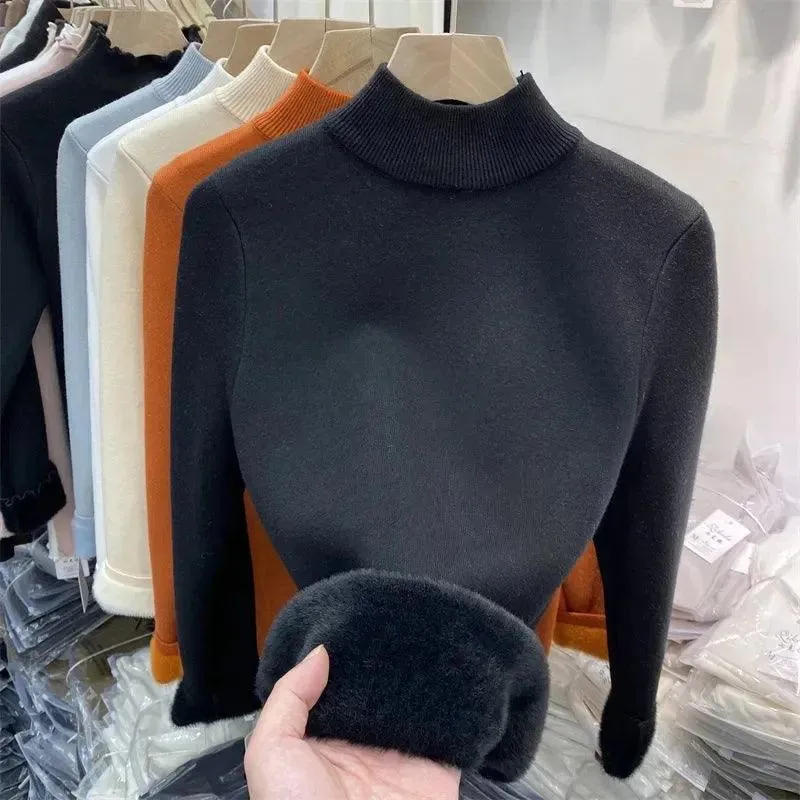 Korean Winter Turtleneck Pullover: Cozy Fleece Chic for Fashionistas