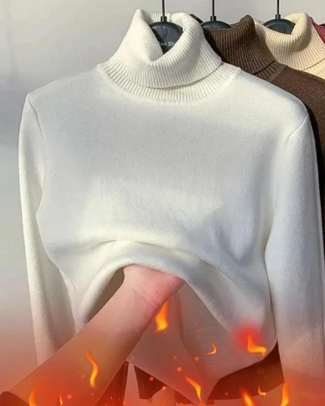 Korean Winter Turtleneck Pullover: Cozy Fleece Chic for Fashionistas