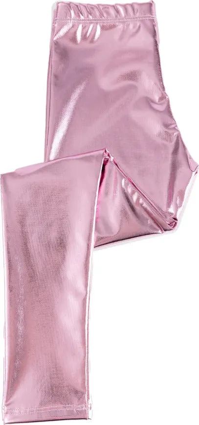 Leggings, Metallic Pink 3-4