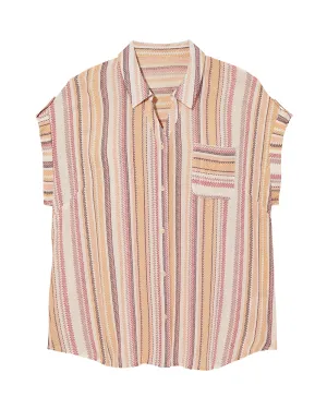 Liza Button Down Top | Pink / Orange