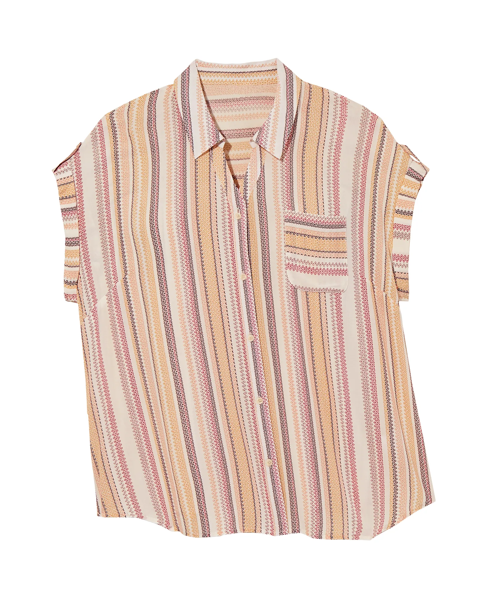 Liza Button Down Top | Pink / Orange