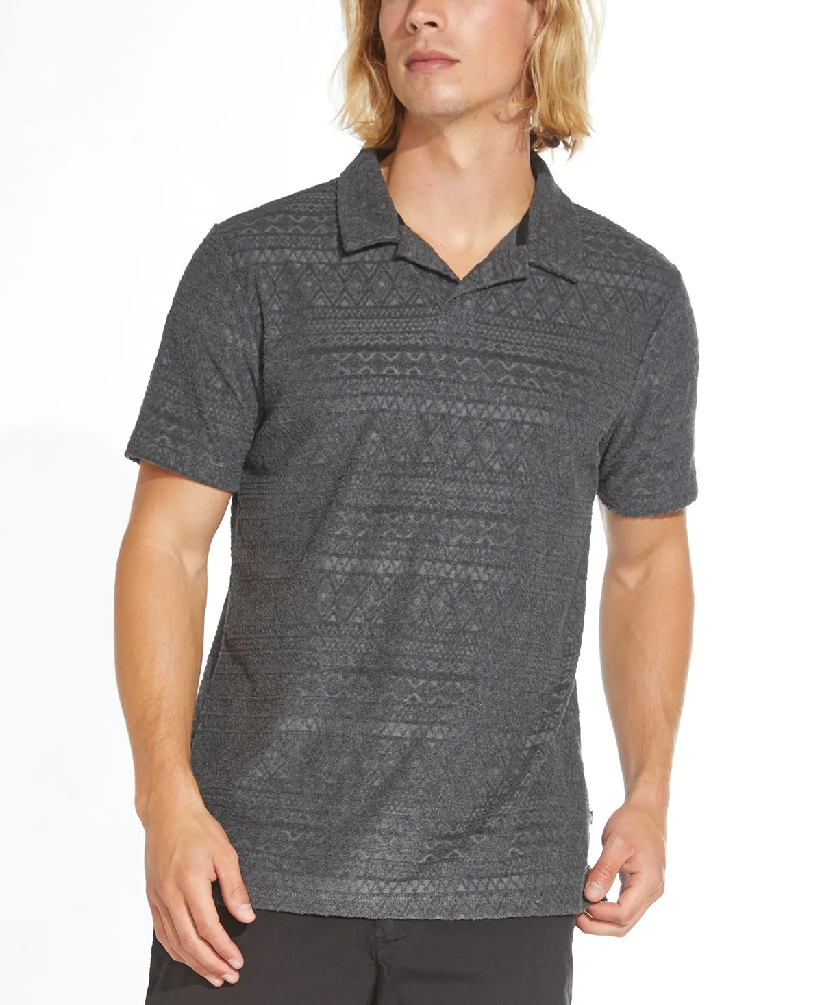 Marion Knit Jacquard Resort Polo (Heather Dark Charcoal)