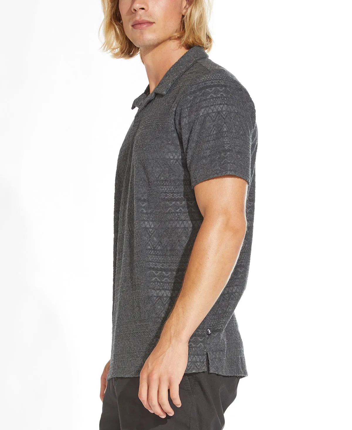 Marion Knit Jacquard Resort Polo (Heather Dark Charcoal)