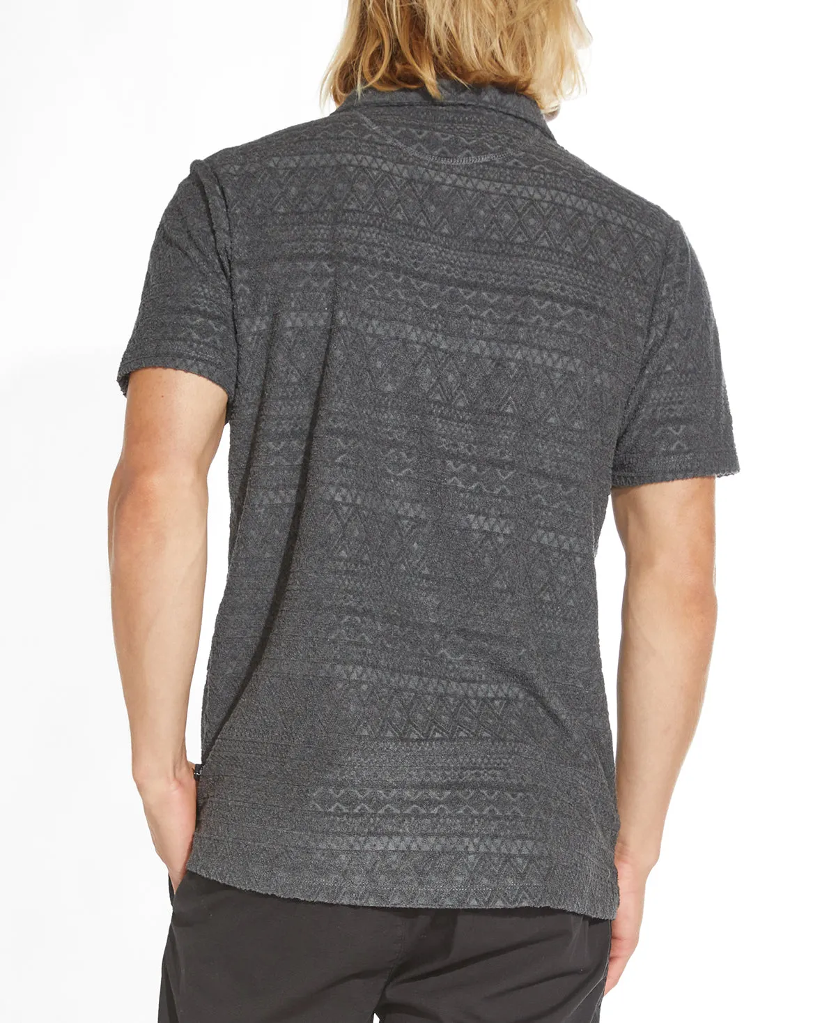 Marion Knit Jacquard Resort Polo (Heather Dark Charcoal)