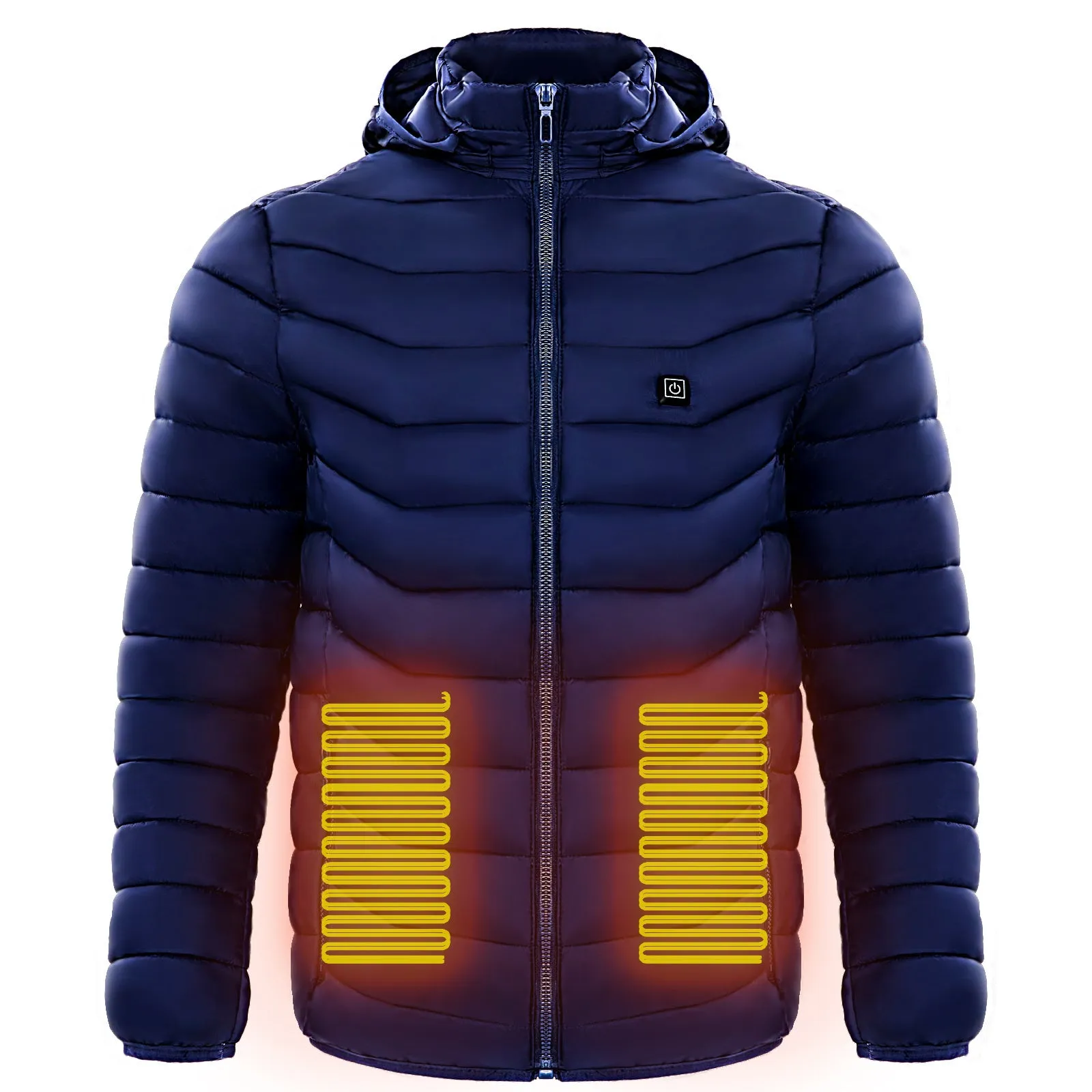 Men Heated Puffer Jacket Electric Heating Coat Insulated Hood Windbreaker 9Heat Zones