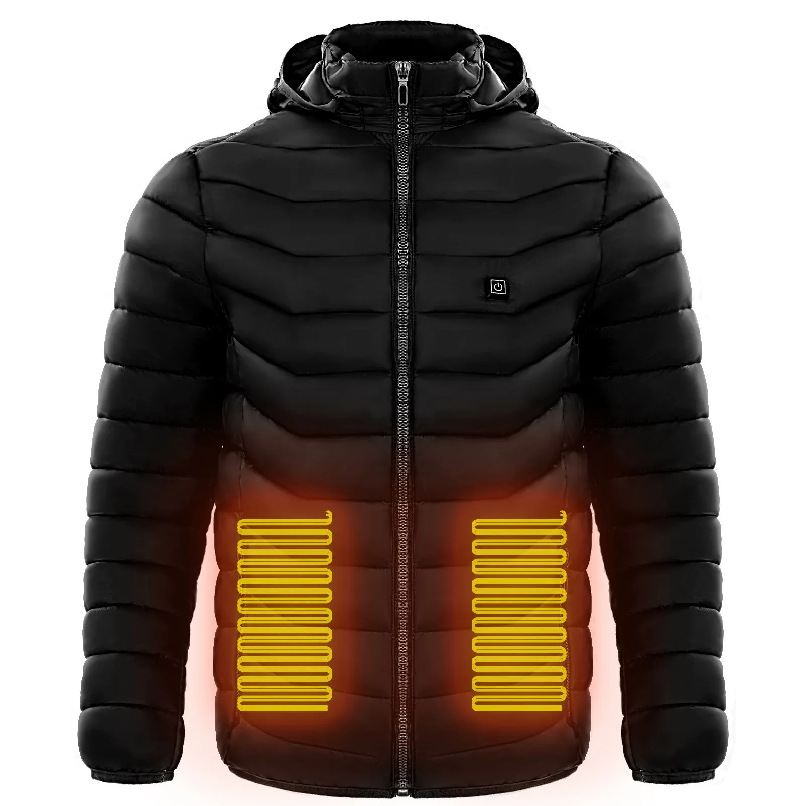 Men Heated Puffer Jacket Electric Heating Coat Insulated Hood Windbreaker 9Heat Zones