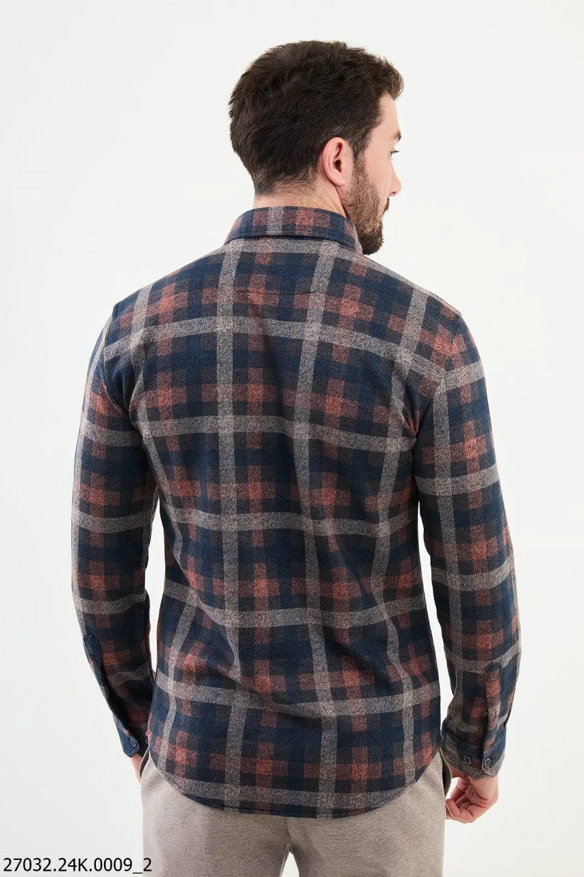 Men's Navy Blue Tile Plaid Lumberjack Shirt