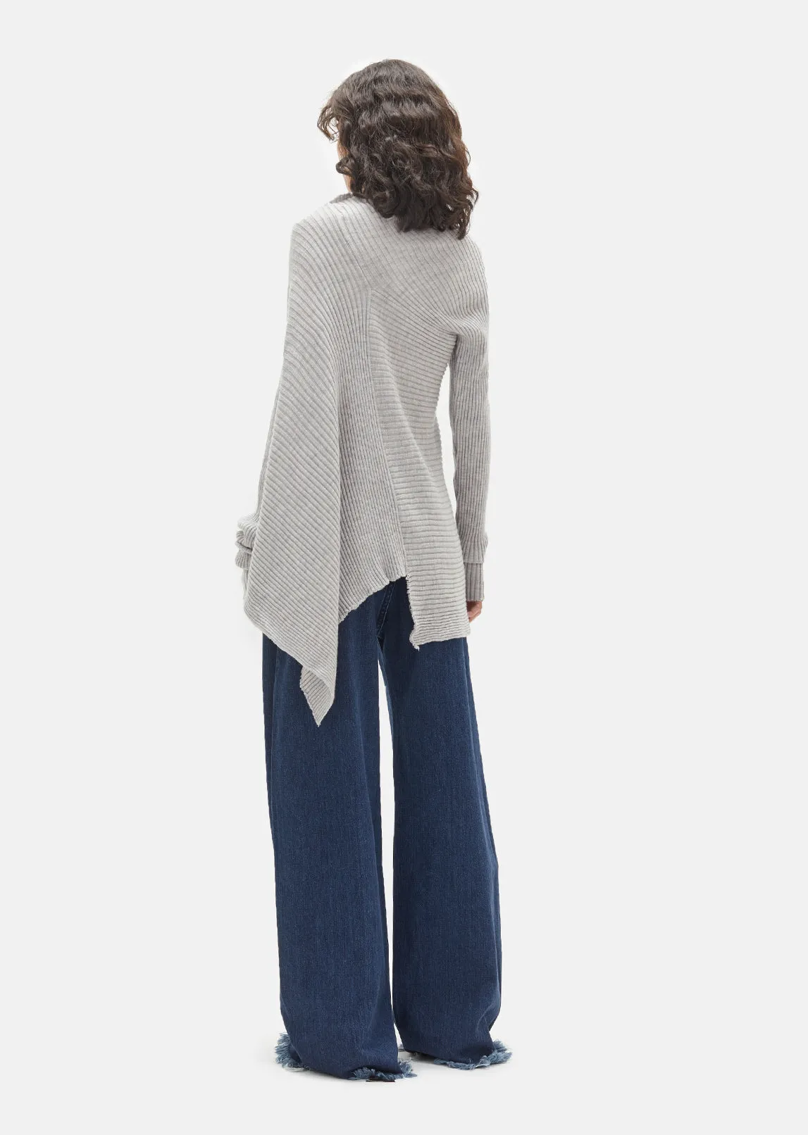 Merino Wool Draped Asymmetric Sweater