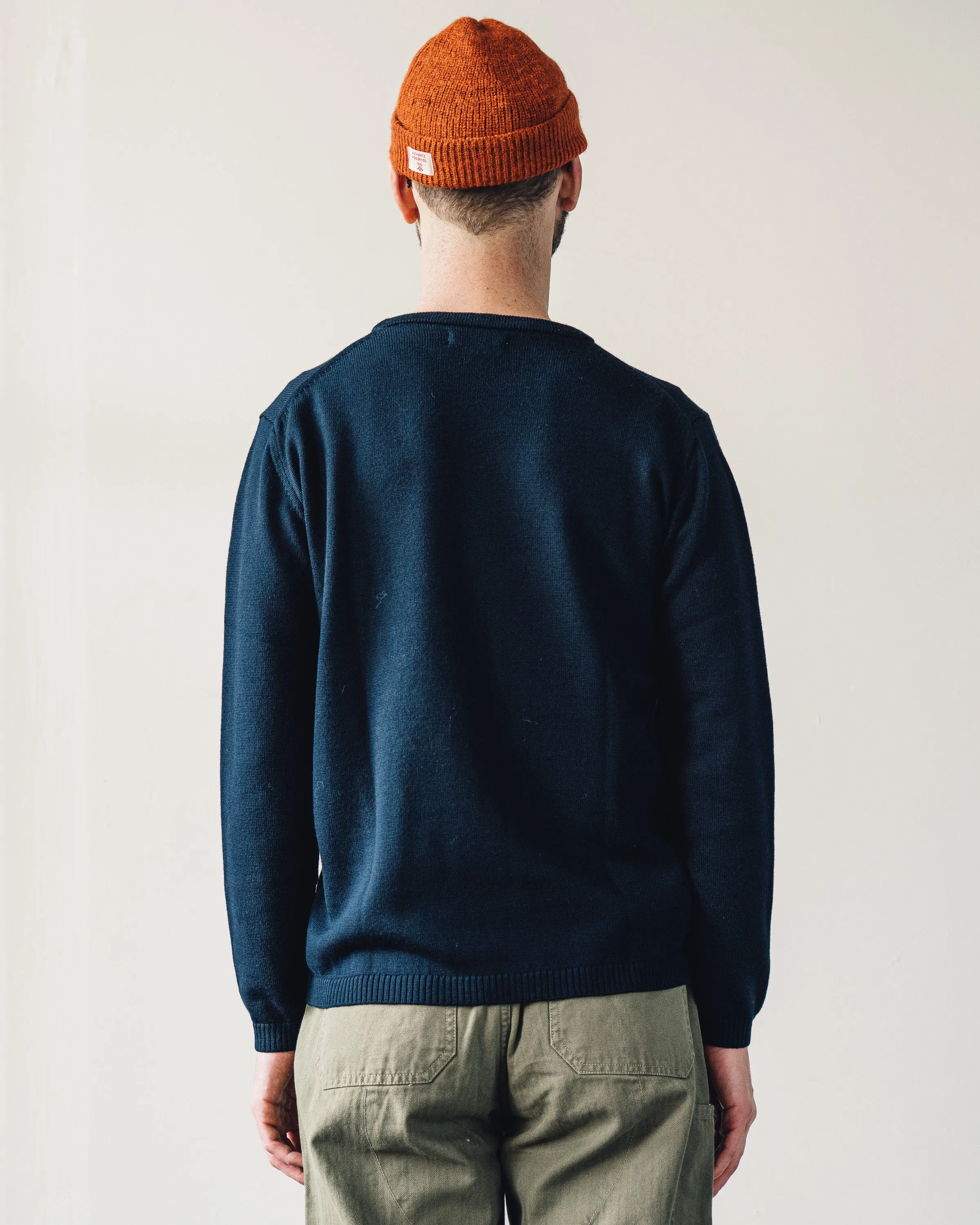 Merz b. Schwanen Relaxed Crewneck Pullover, Dark Navy