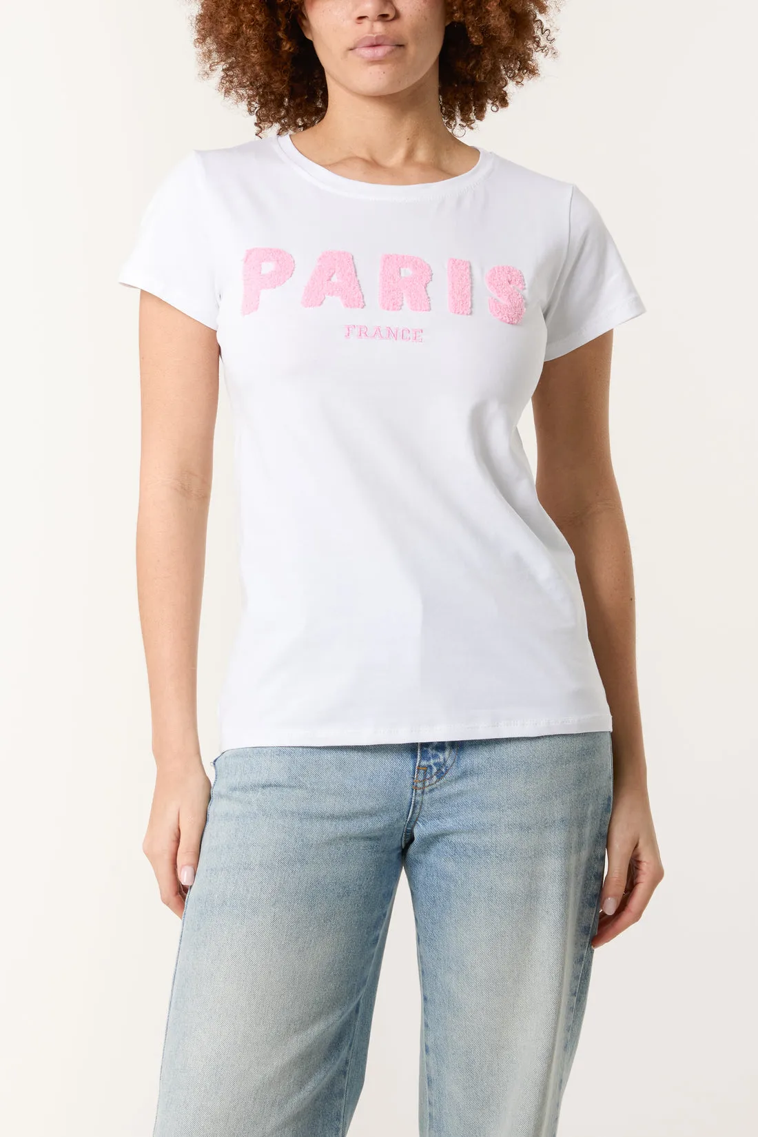 Paris White T Shirt Pink Motif