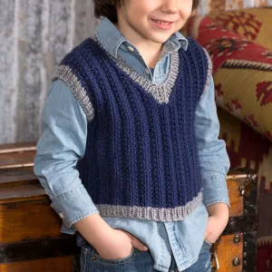 Red Heart Knit Boy's Seeded Rib Vest